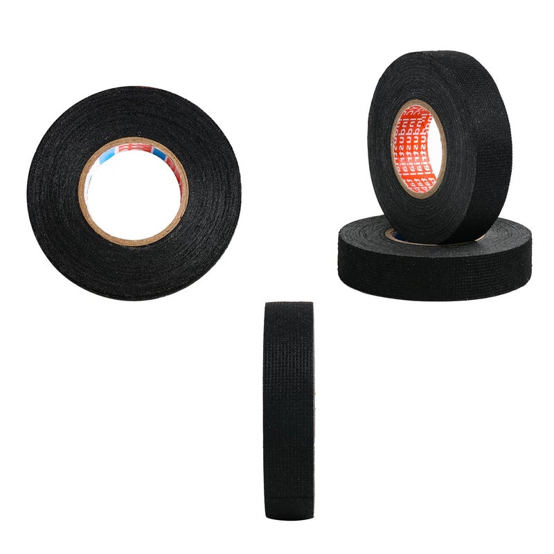 ZZJMCH 4 Rolls Black Wire Harness Cloth Tape, Speaker Wiring Harness Cloth Tape, for Automobile Electrical Wire harnessing Noise Dampening Heat Proof (Width: 15mm, Length: 50Ft) - Image 3